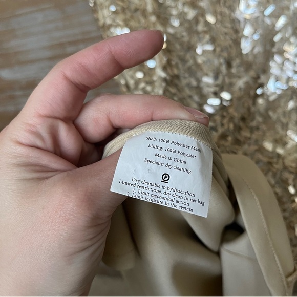 Rachel Gilbert Gold Sequin Dress Sheath Event Cocktail Wedding Formal Womens S - Picture 5 of 7